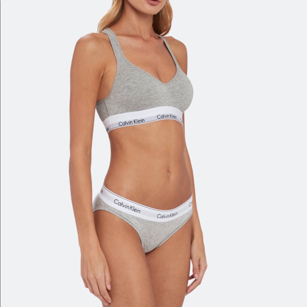 MODERN COTTON padded Bralette+Bikini Gray